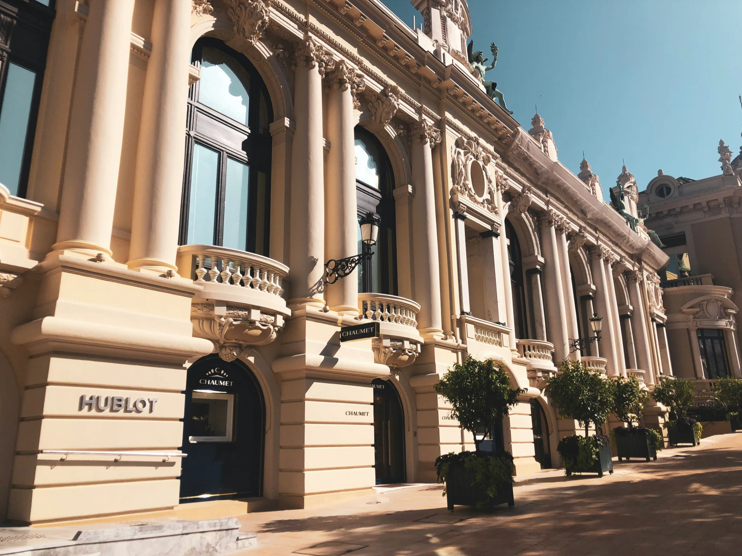 A Belle Époque frontage in the Golden Square, luxury boutiques at street level.
